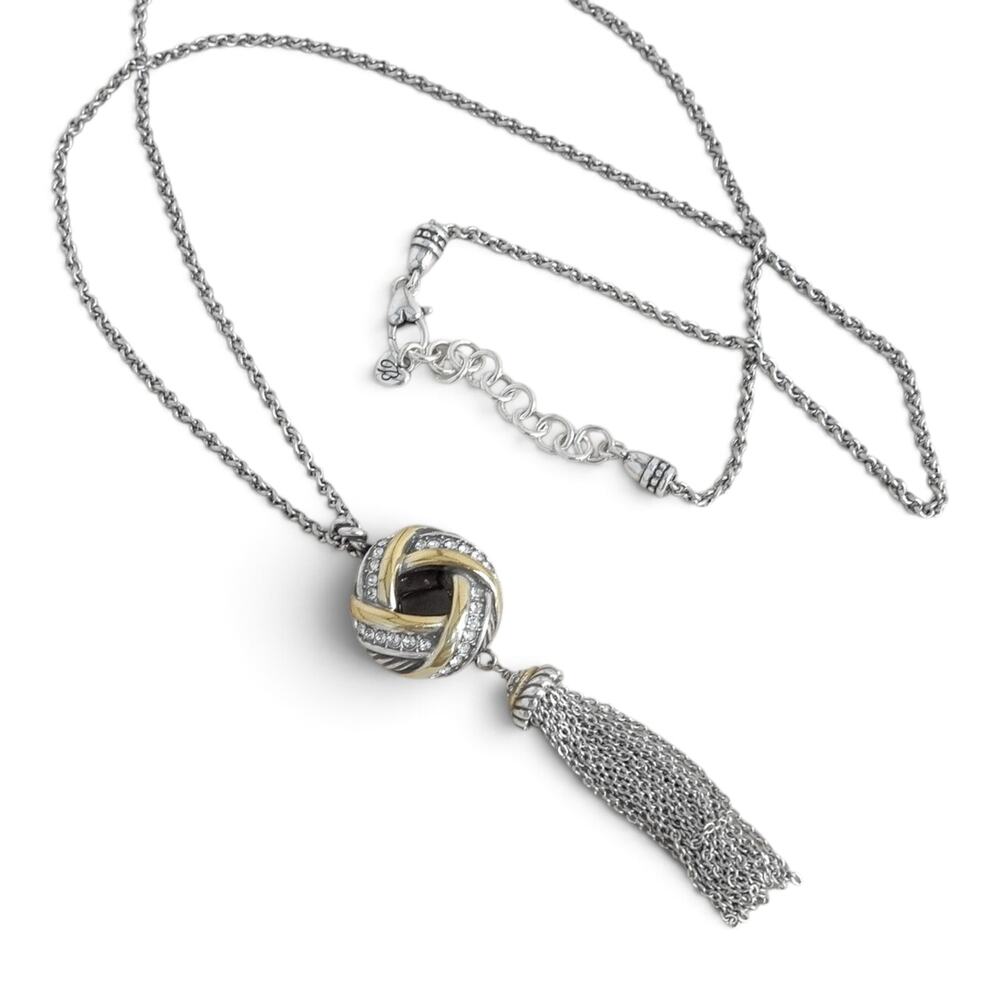 Brighton Tres Twist Long Necklace JN8042 Mixed Metal Crystal Retired Design